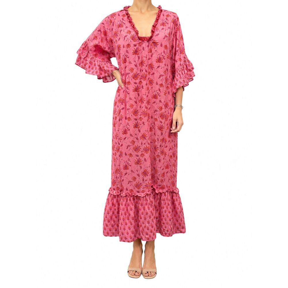 Fitzroy & Willa Soleil Flutter Sleeve Dress Pink Floral